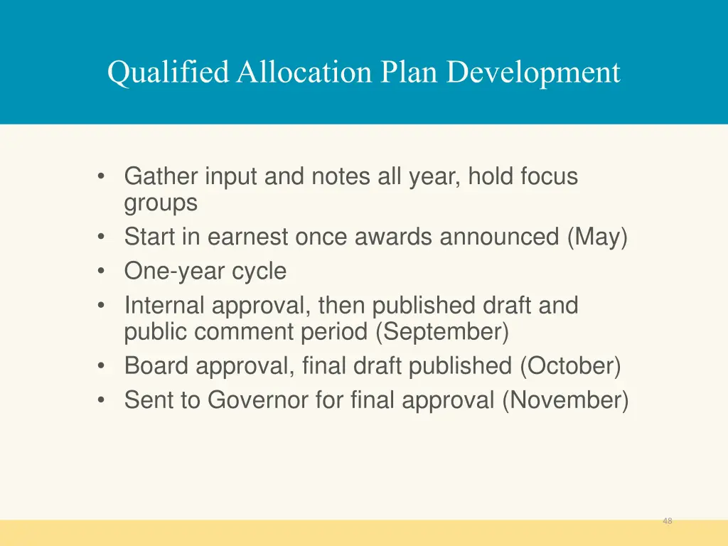 qualified allocation plan development