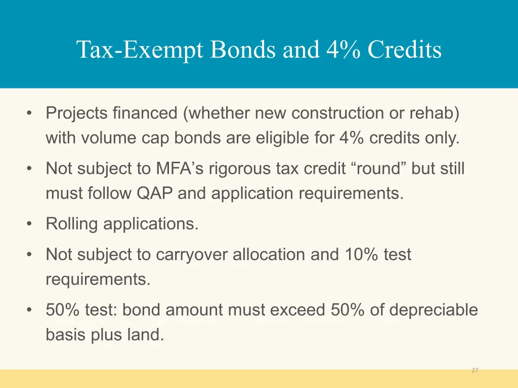 tax exempt bonds and 4 credits