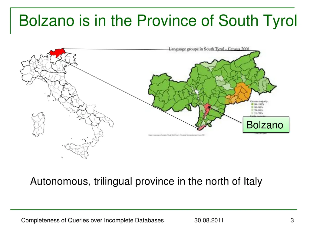 bolzano is in the province of south tyrol