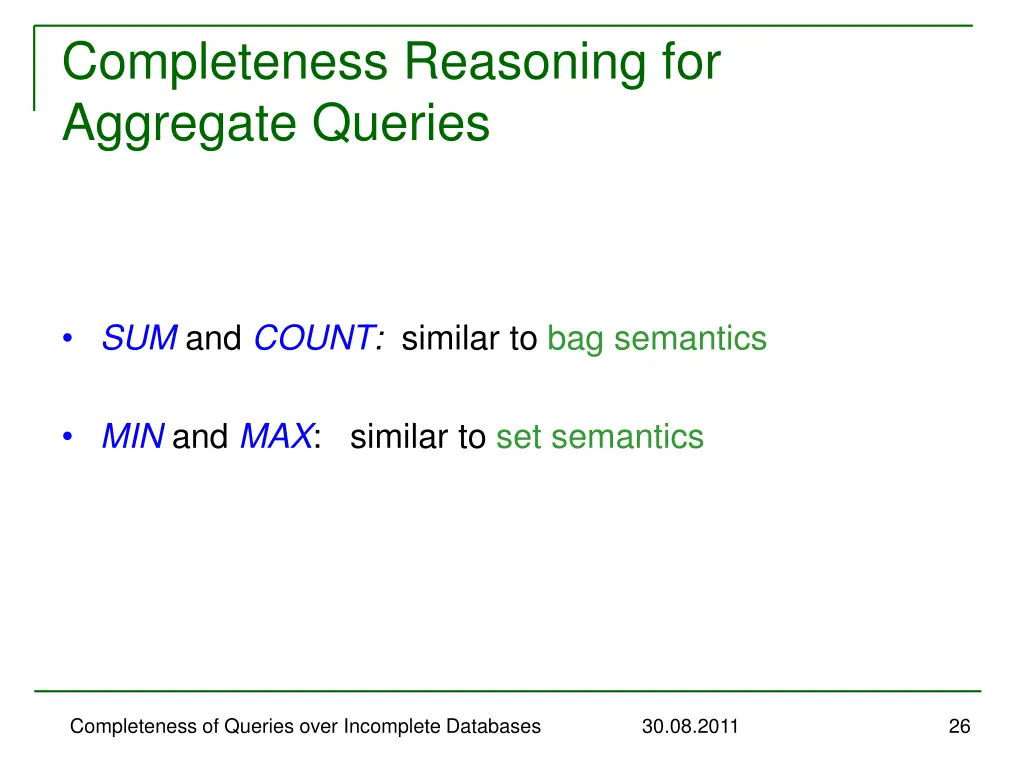 completeness reasoning for aggregate queries