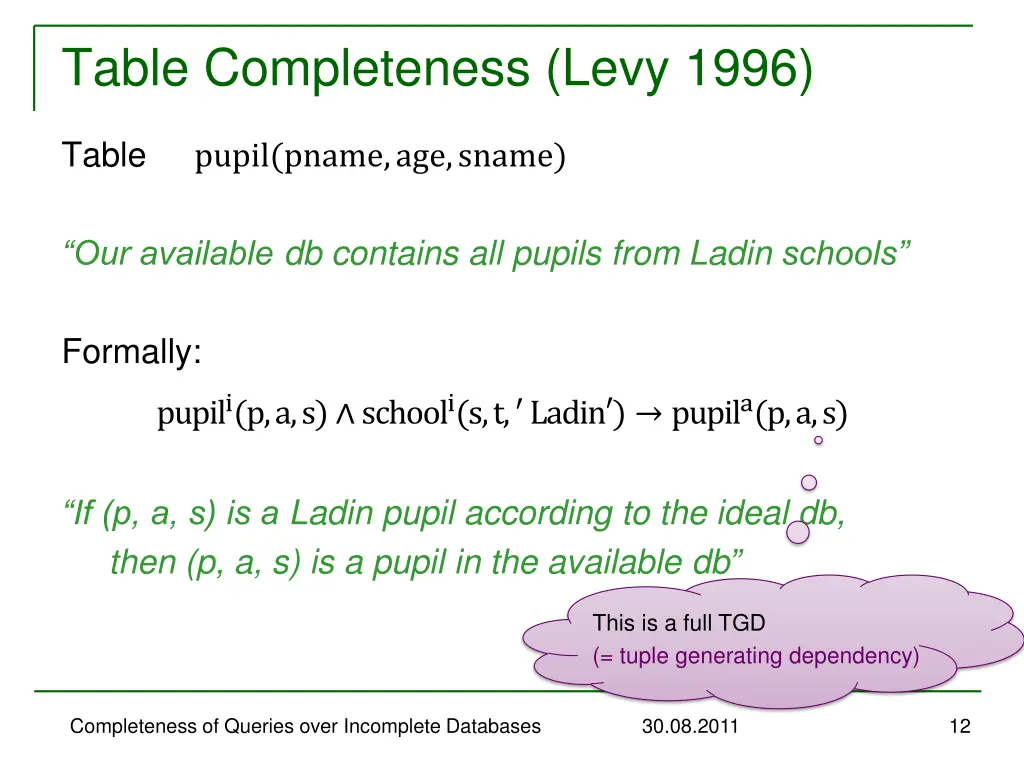 table completeness levy 1996