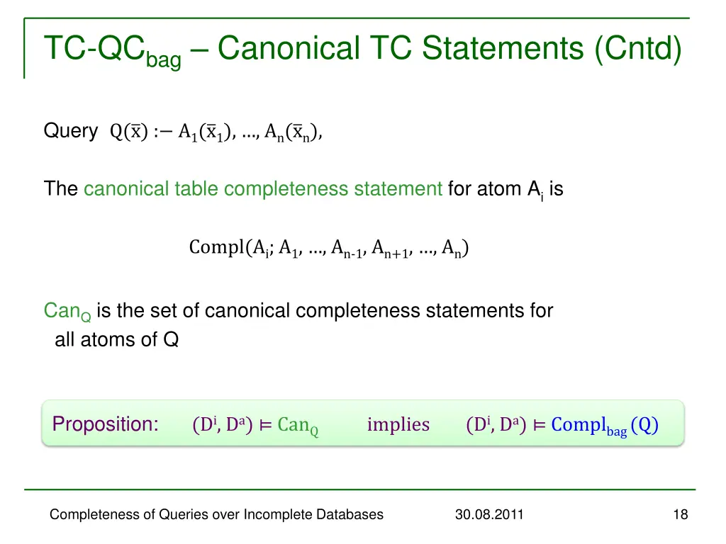 tc qc bag canonical tc statements cntd