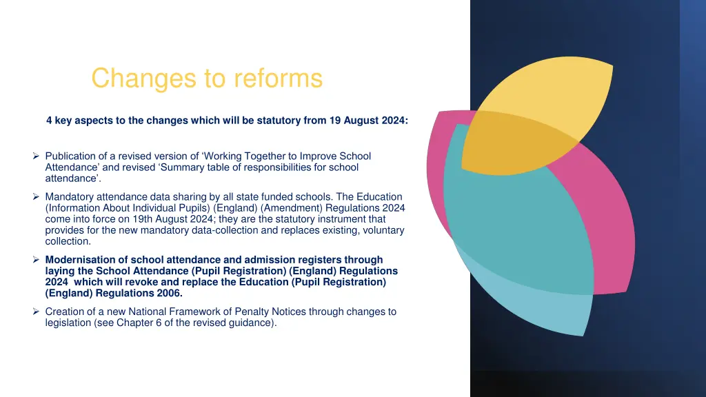 changes to reforms