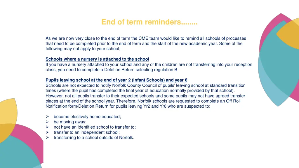 end of term reminders