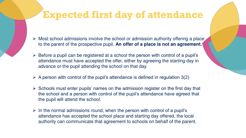 expected first day of attendance