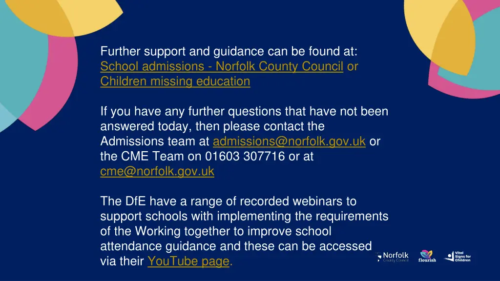 further support and guidance can be found