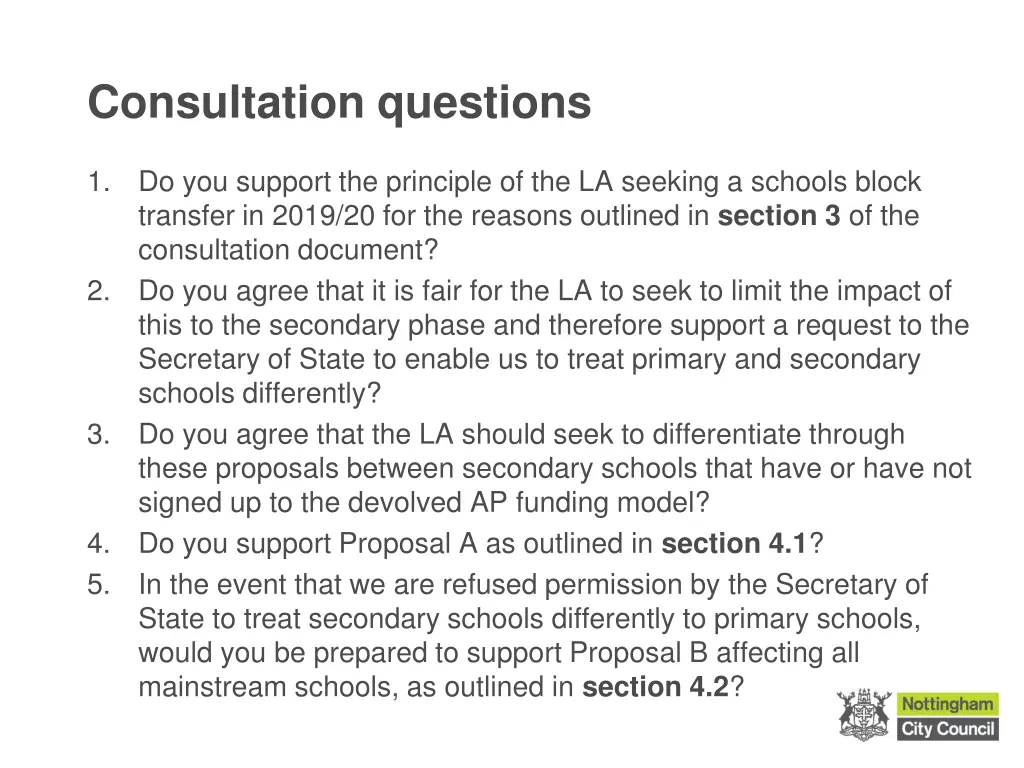 consultation questions