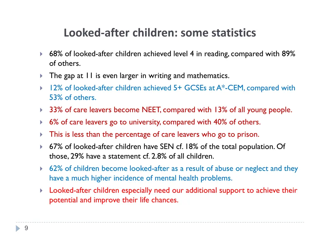 looked after children some statistics