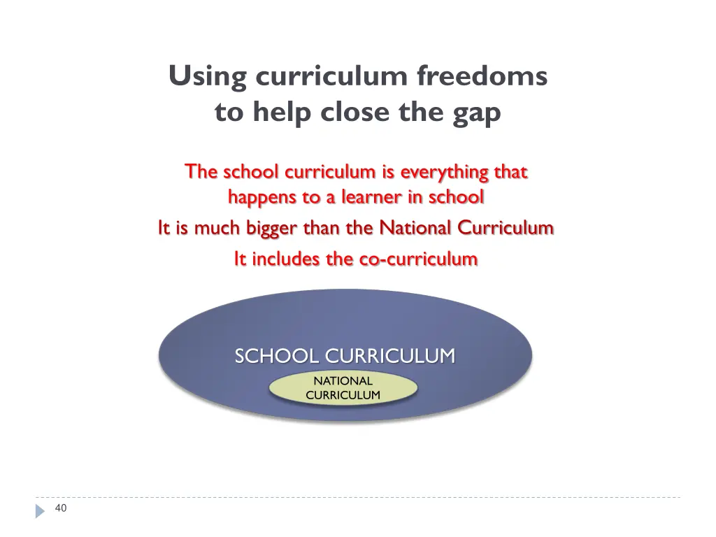 using curriculum freedoms to help close the gap