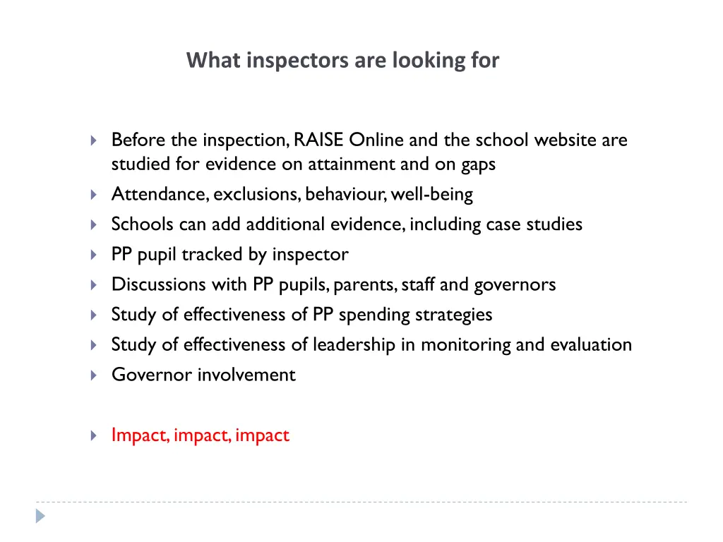 what inspectors are looking for