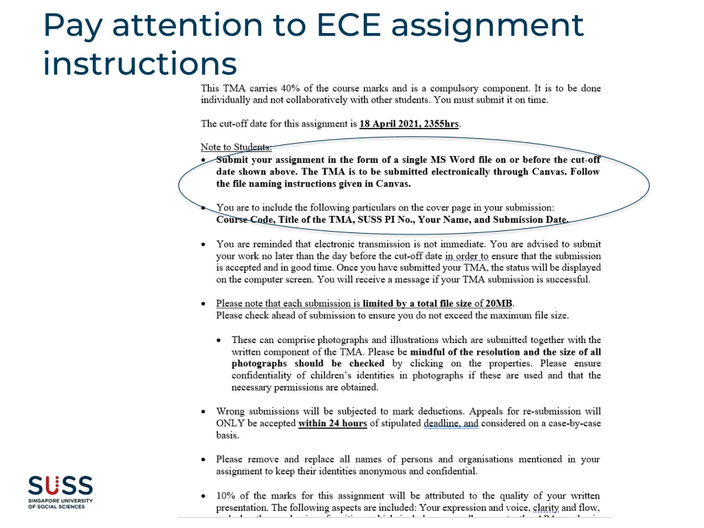 pay attention to ece assignment instructions