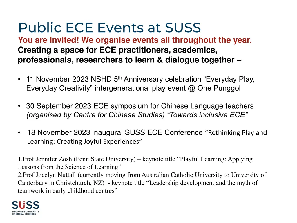 public ece events at suss you are invited