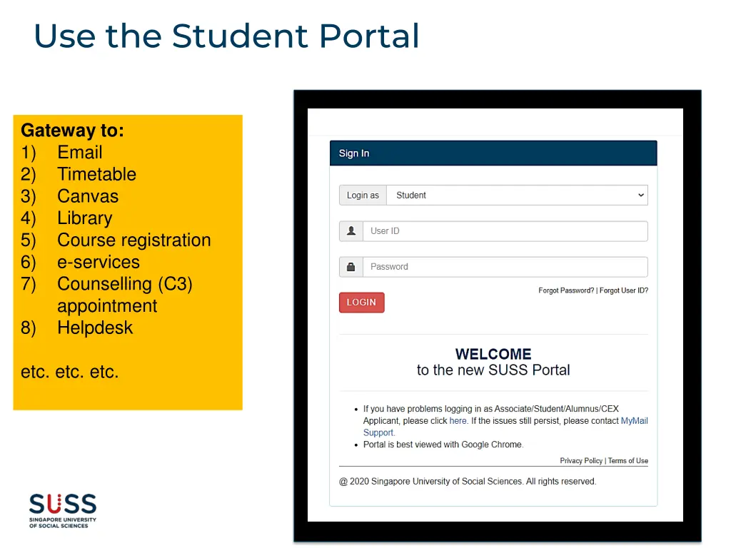 use the student portal