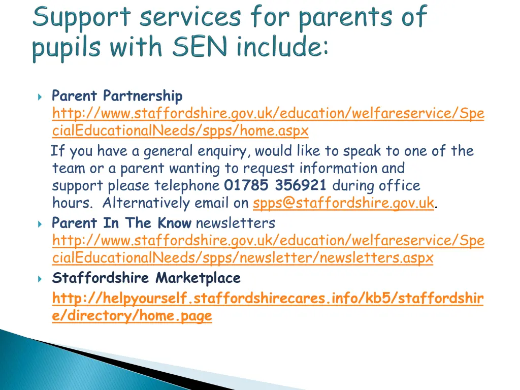 parent partnership http www staffordshire