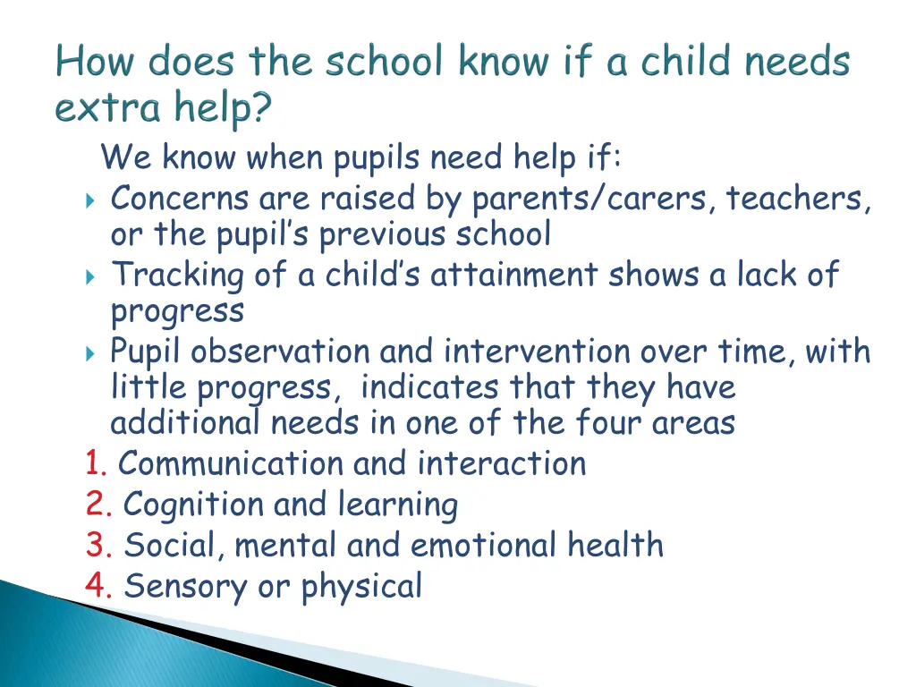 we know when pupils need help if concerns