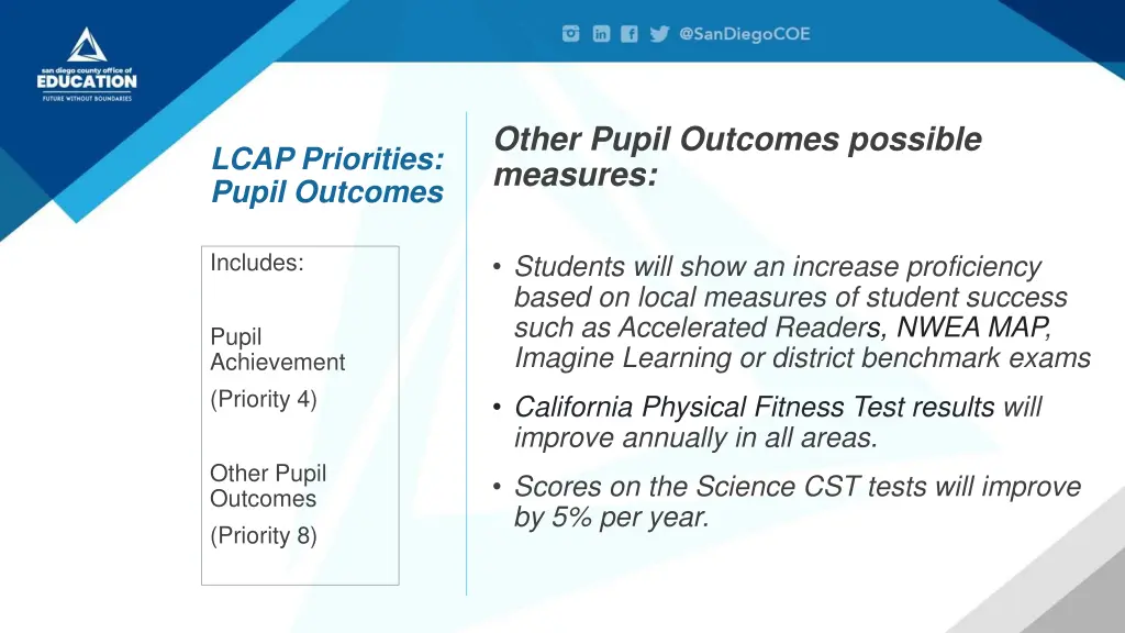 other pupil outcomes possible measures