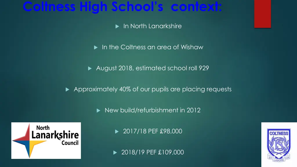 coltness high school s context