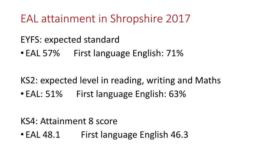 eal attainment in shropshire 2017