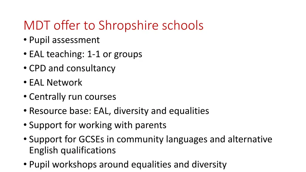 mdt offer to shropshire schools pupil assessment