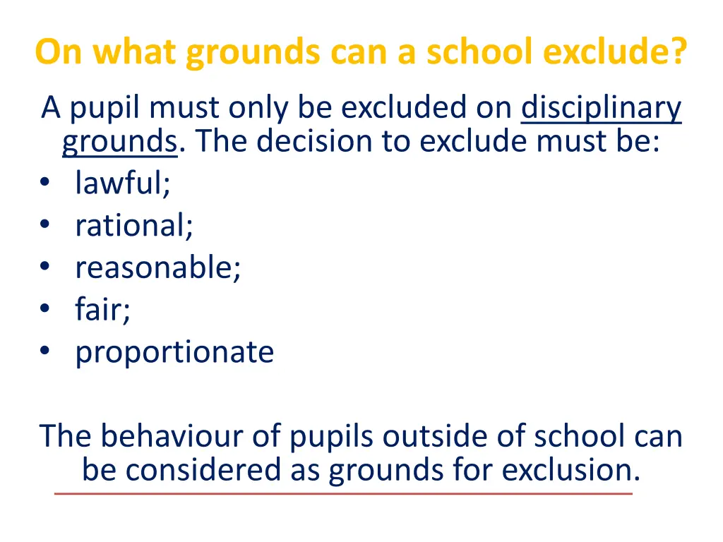 on what grounds can a school exclude