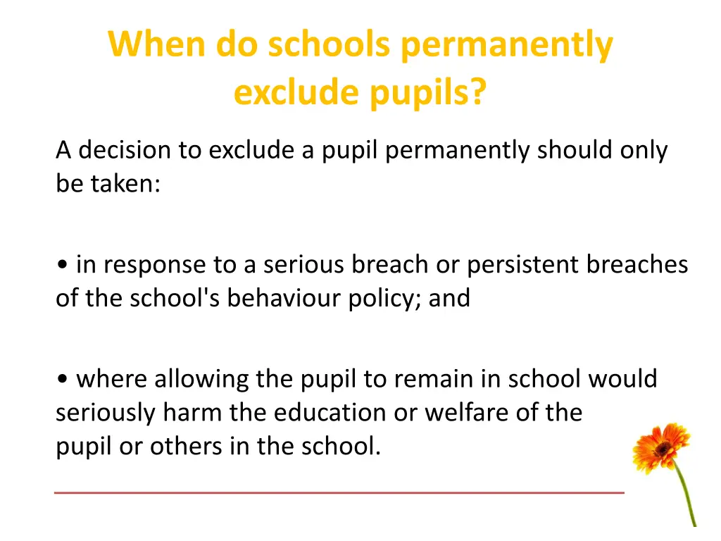 when do schools permanently exclude pupils