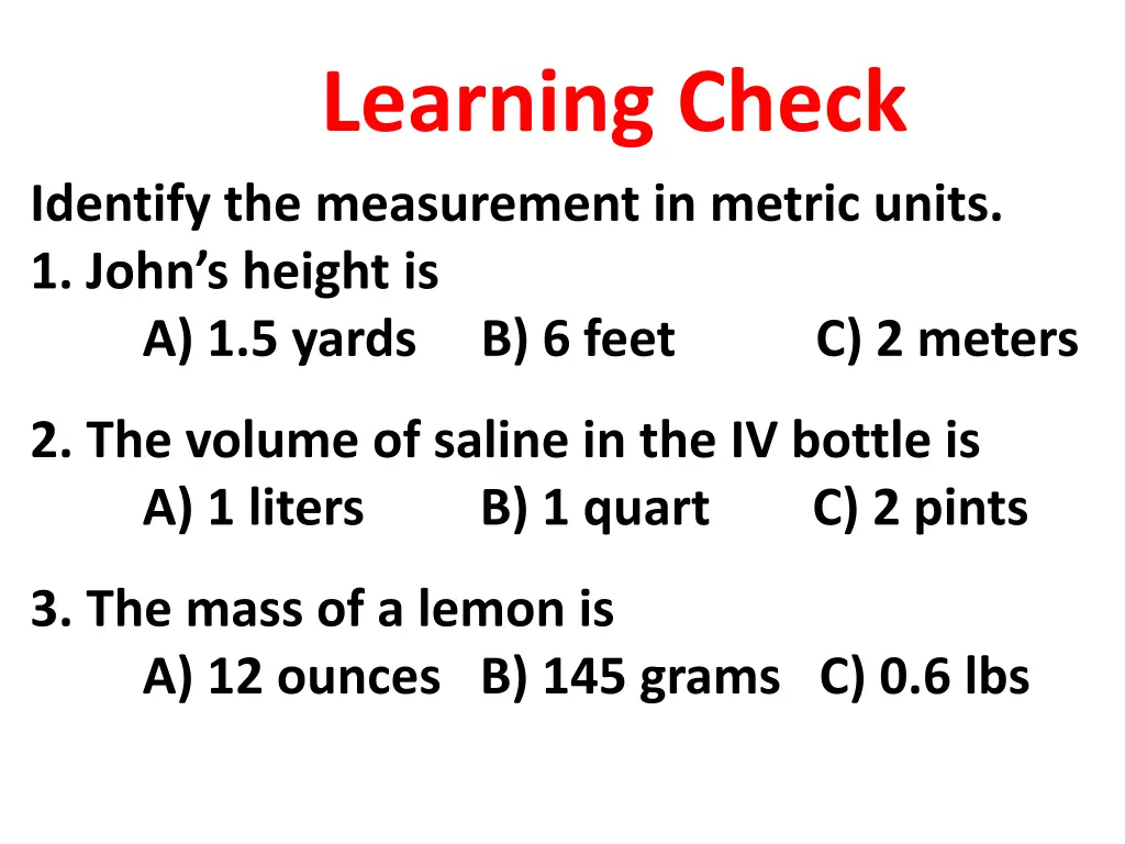 learning check