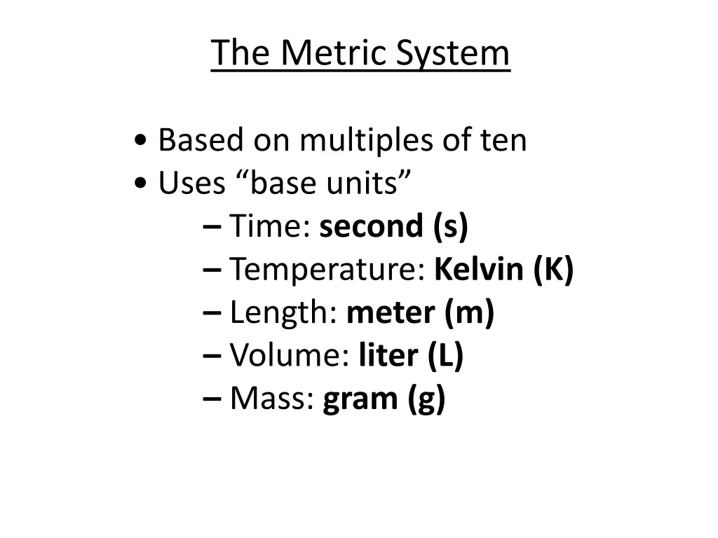 the metric system