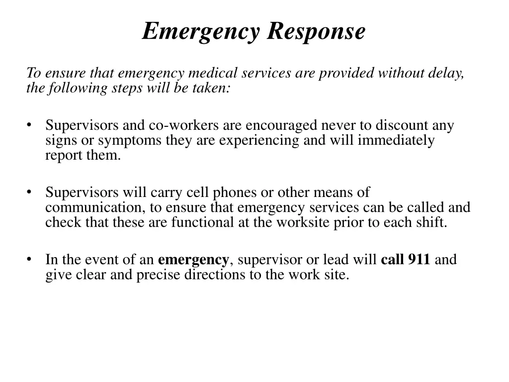 emergency response