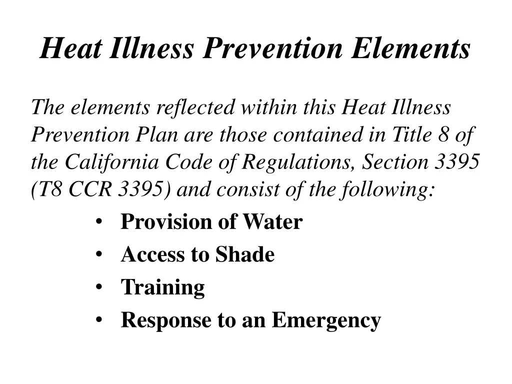 heat illness prevention elements 1