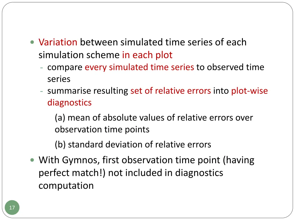 variation between simulated time series of each