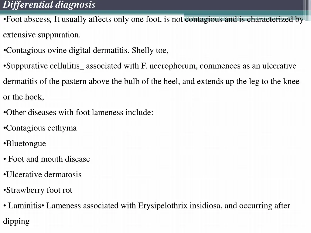 differential diagnosis foot abscess it usually