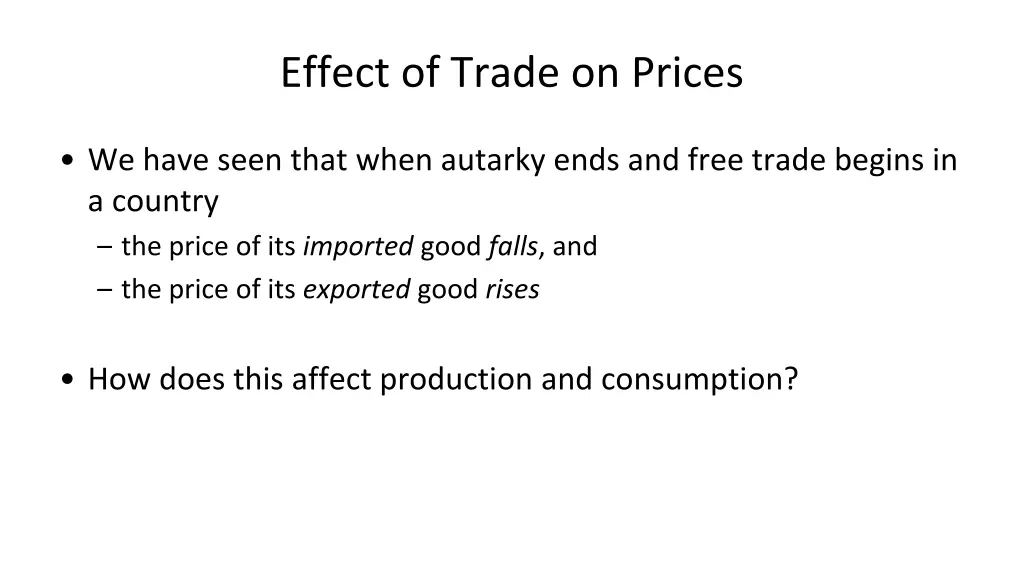 effect of trade on prices