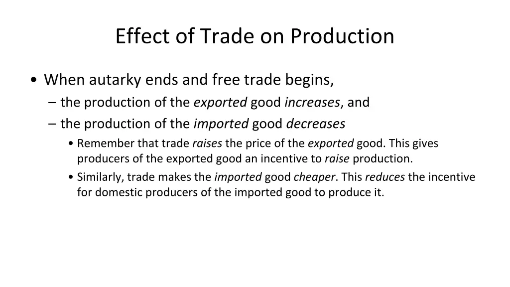 effect of trade on production 1