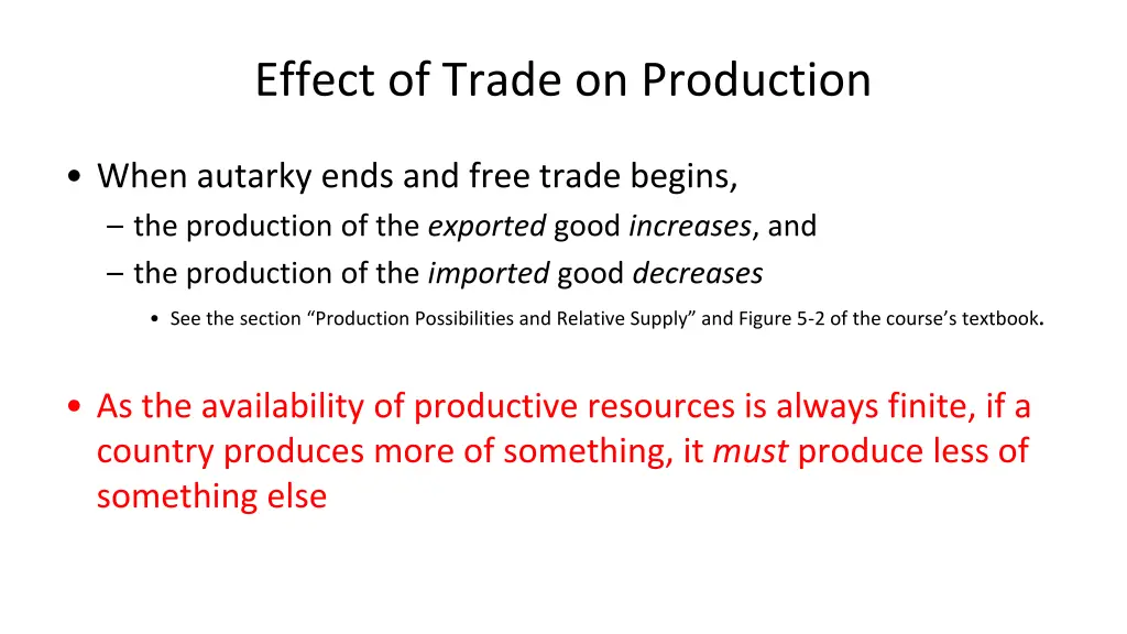 effect of trade on production