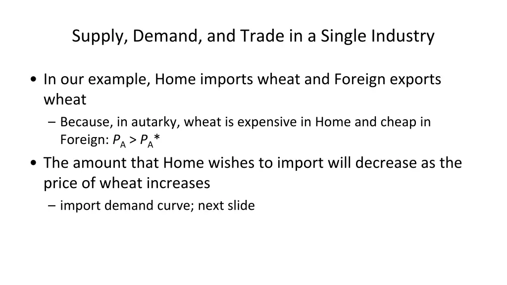 supply demand and trade in a single industry