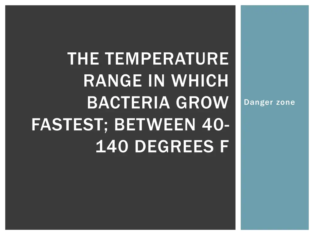 the temperature range in which bacteria grow