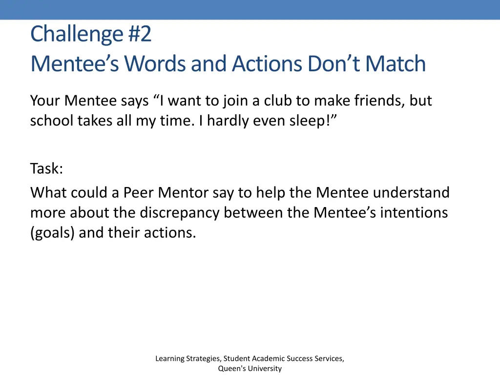 challenge 2 mentee s words and actions don t match