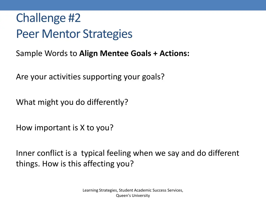 challenge 2 peer mentor strategies