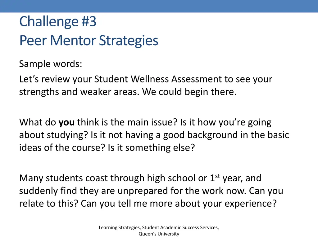 challenge 3 peer mentor strategies