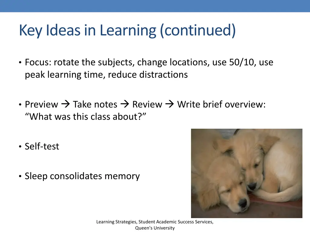 key ideas in learning continued