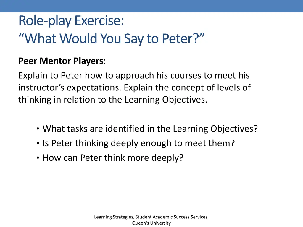 role play exercise what would you say to peter