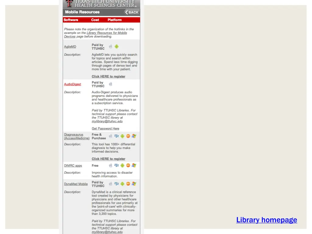 library homepage