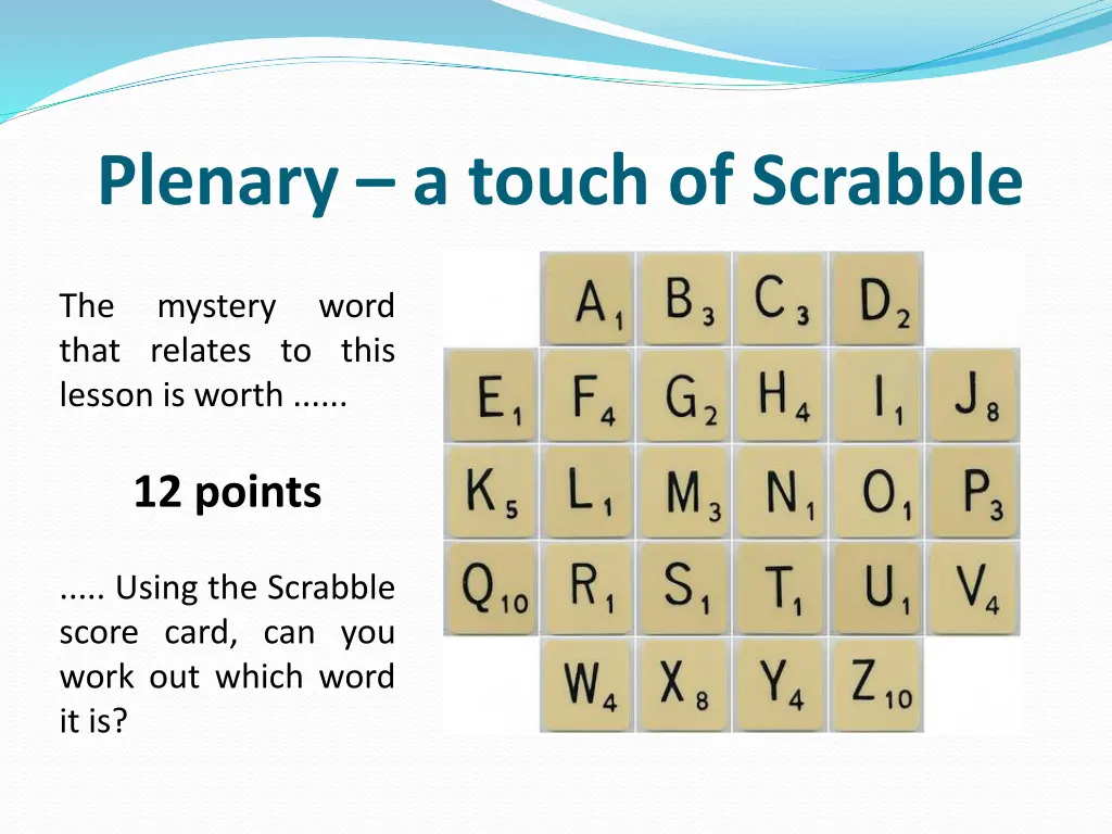 plenary a touch of scrabble