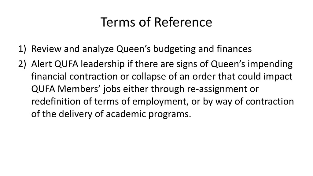 terms of reference