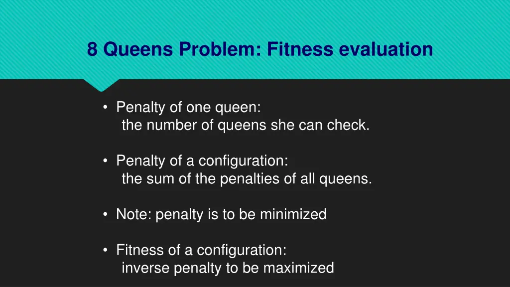 8 queens problem fitness evaluation