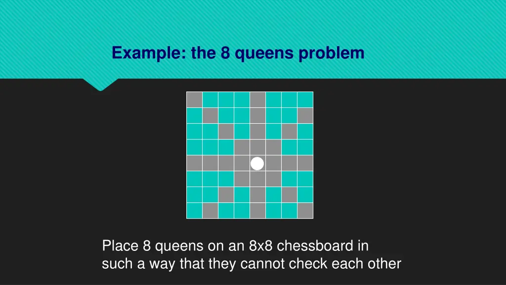 example the 8 queens problem