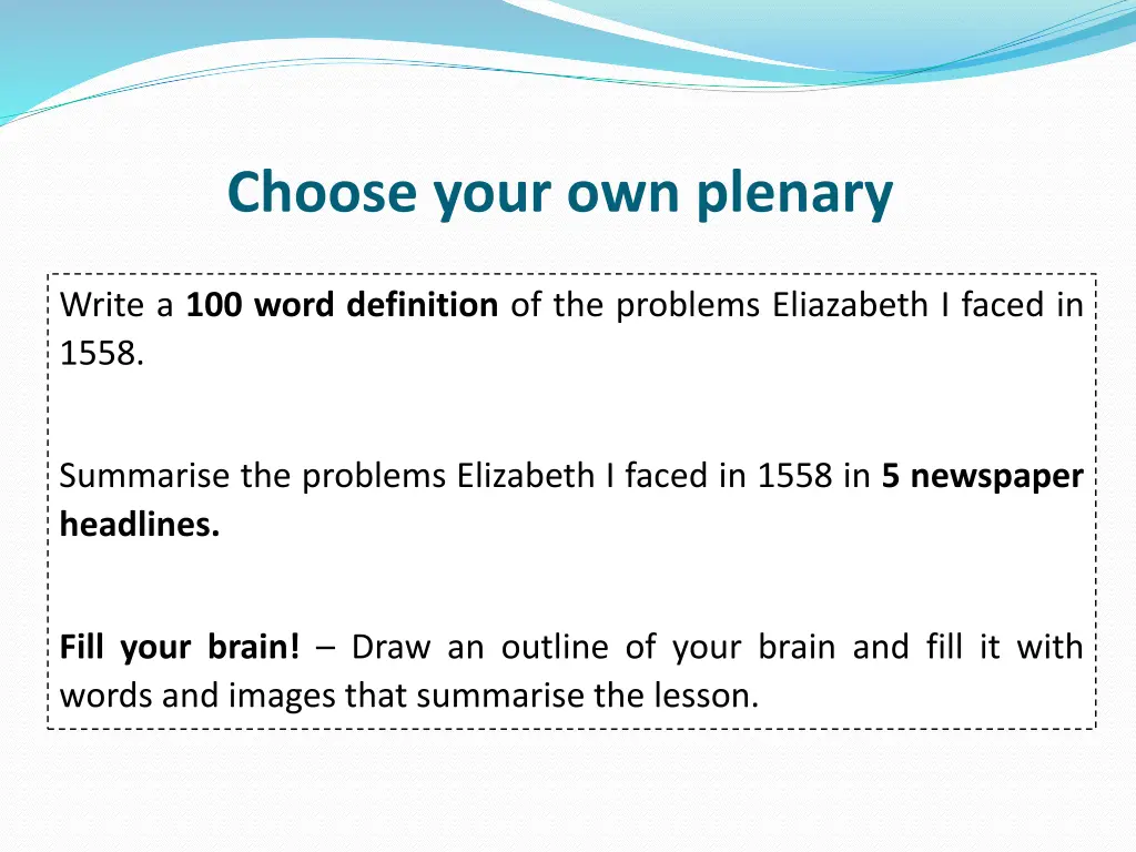 choose your own plenary