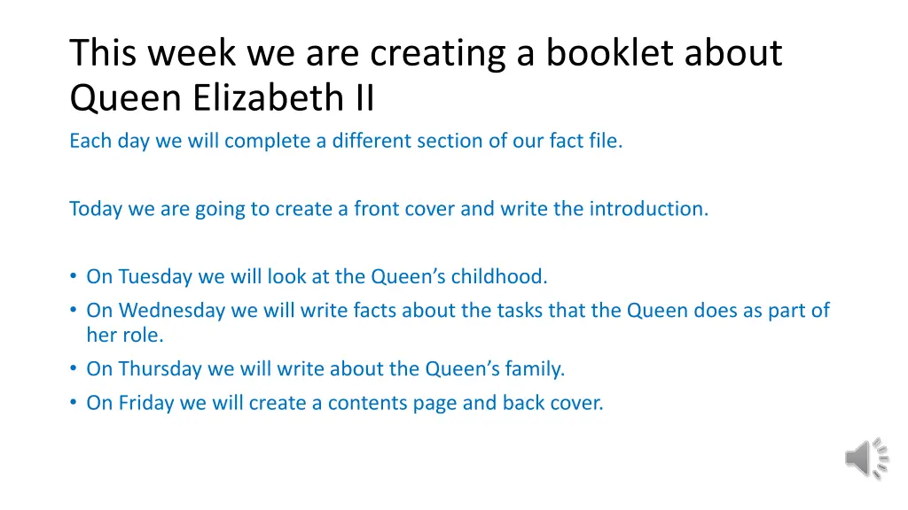 this week we are creating a booklet about queen