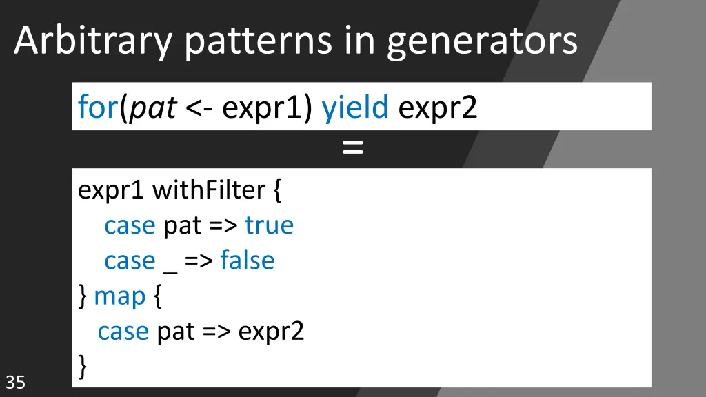 arbitrary patterns in generators