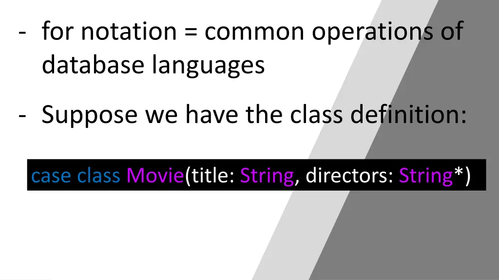 for notation common operations of database